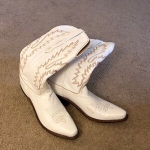 White Embroidered Western Boots